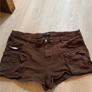 Fashion Nova Dark Brown Cargo Pocket Women's Shorts